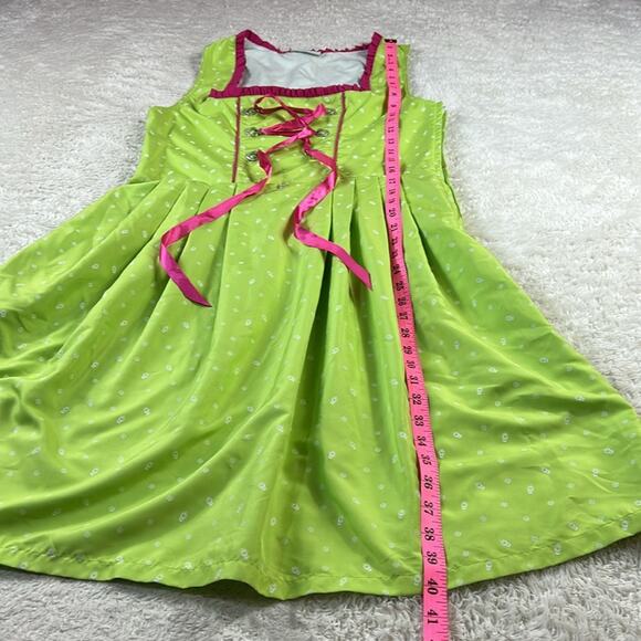 Jonina lime green and hot pink dirndl dress, size 42 or L - Picture 3 of 8